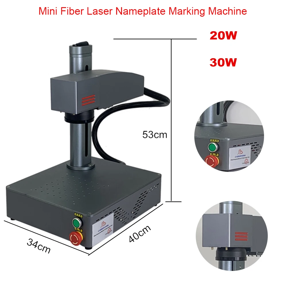 Optical Fiber Laser Engraver Mini Fiber Laser Nameplate Marking Machine for Plastic Metal Engraving Disassembled Desktop 20W 30W