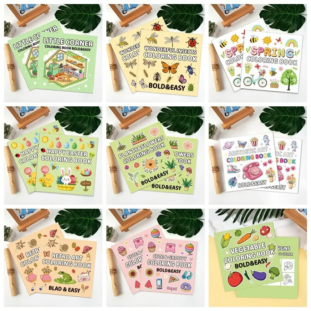 Vegetables/Fruit/Insects Coloring Book Spring/Happy Easter Multiple-Topic Graffiti Painting Book Educational