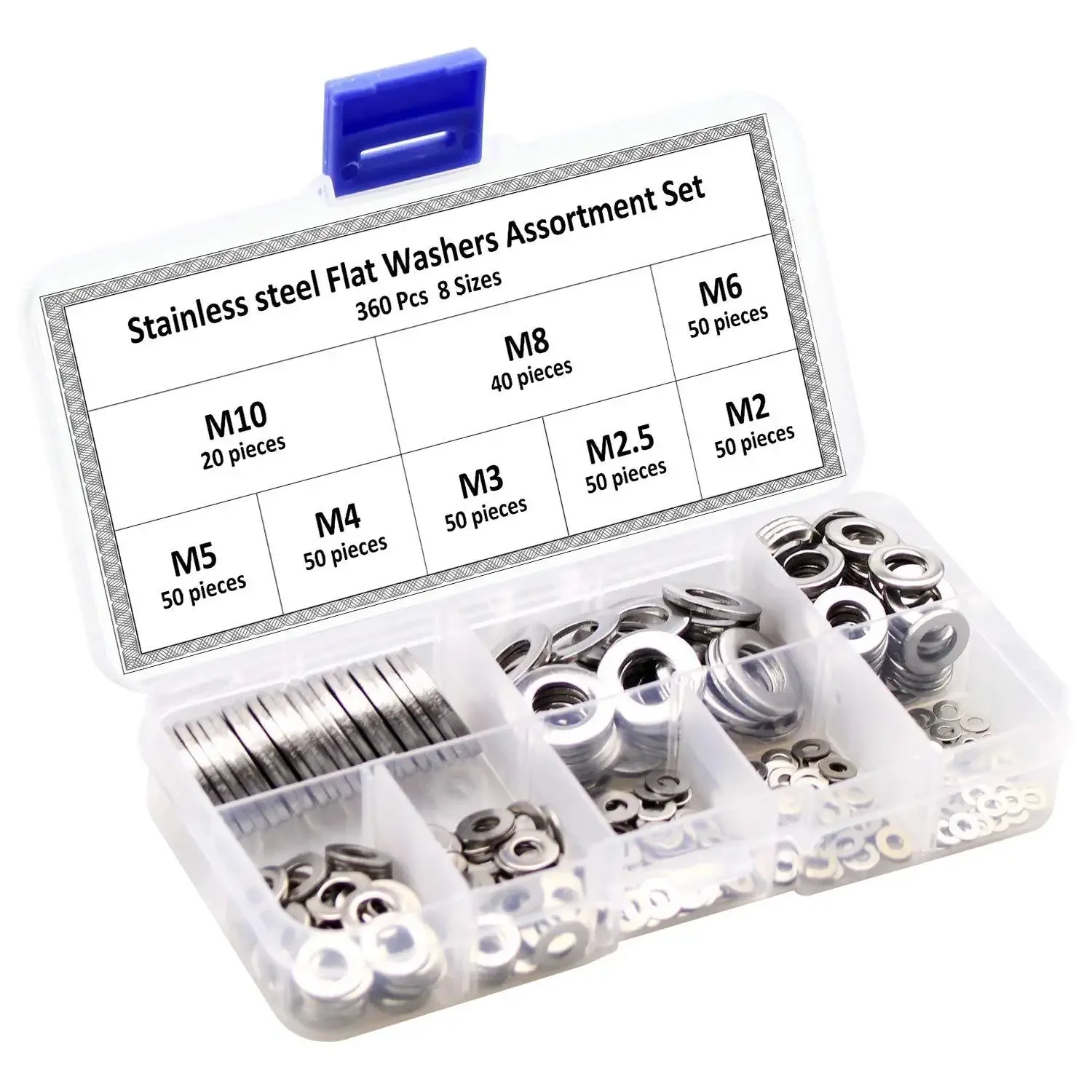 360PCS M2-M10 304 Enlarged Thickened Circular Meson Stainless Steel Gasket Flat Gasket
