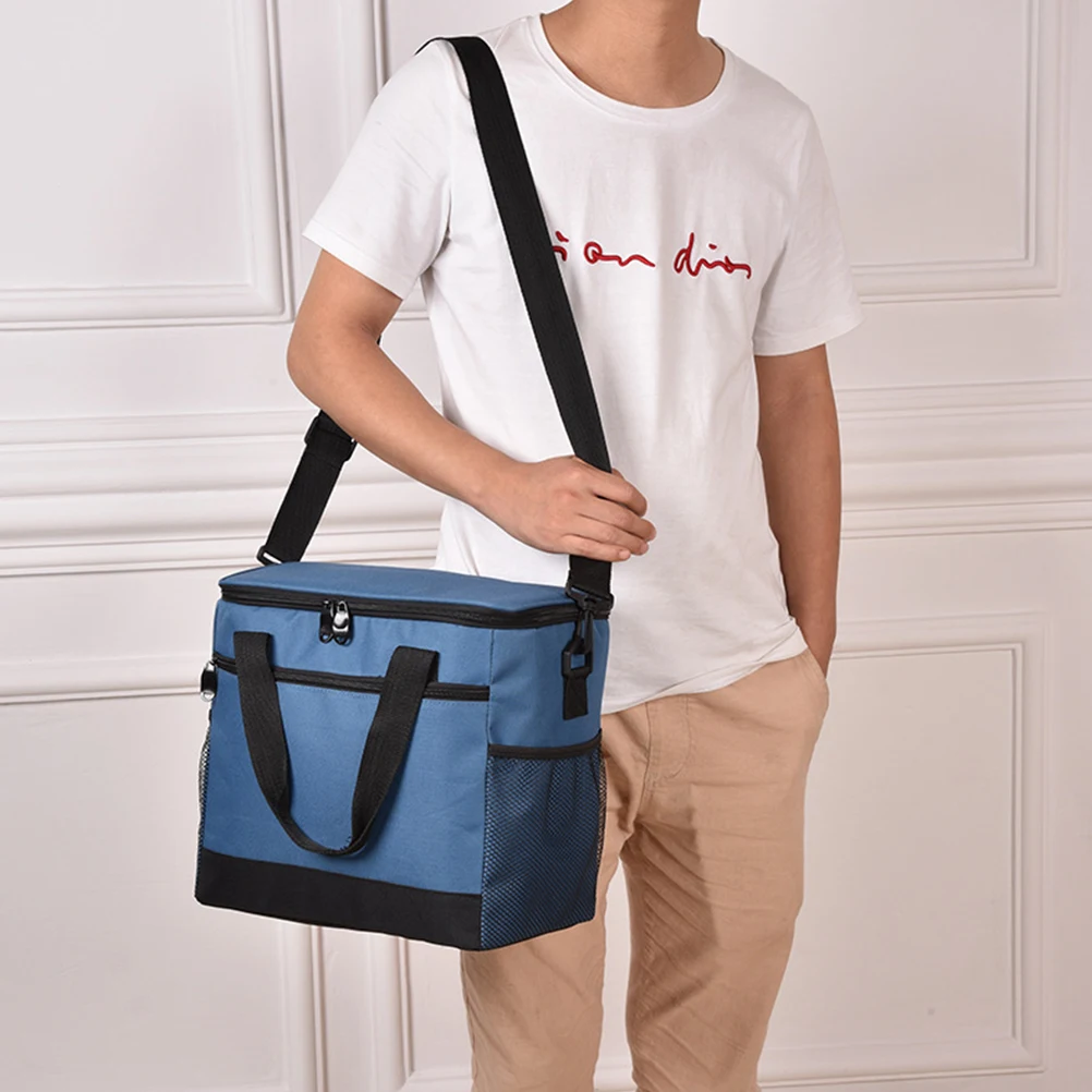 

Large Capacity Waterproof Lunch Bag Insulated Thermal Tote for Outdoor Camping Picnic Commute Reusable Cooler Sack Navy