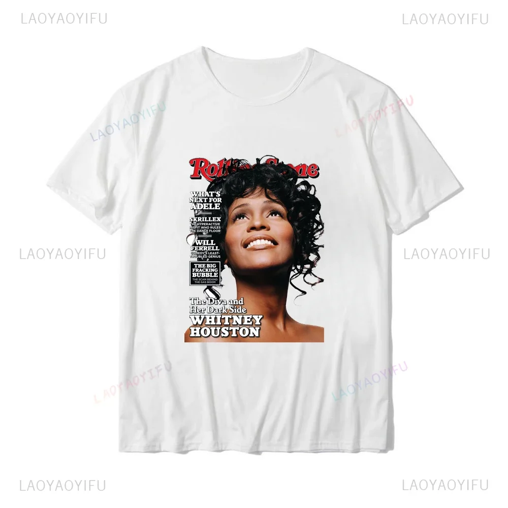 Whitney Houston and Bella Canvas Print T-shirt Unisex Short Sleeved Summer Comfort Breathable Everyday Wear