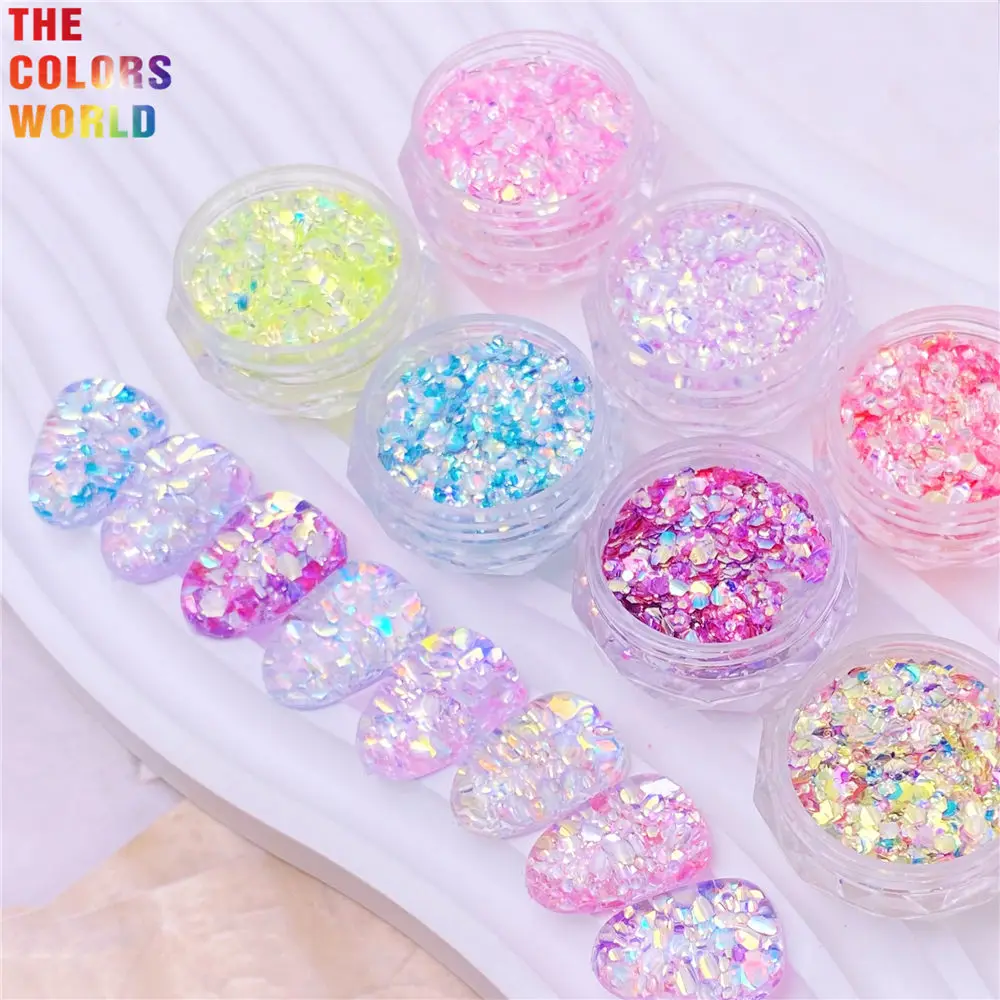 TCT-971 무지개 빛깔의 무지개 스케일 반짝이 육각형 Squama 스팽글 장식 네일 반짝이 매니큐어 DIY 휴일 카드 네일 아트