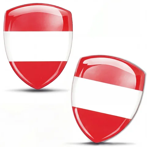 3D Domed Silicone Stickers Decals Car Motorcycle helmet Mobile phone, tablet, suitcase sticker National  Austria  Flag