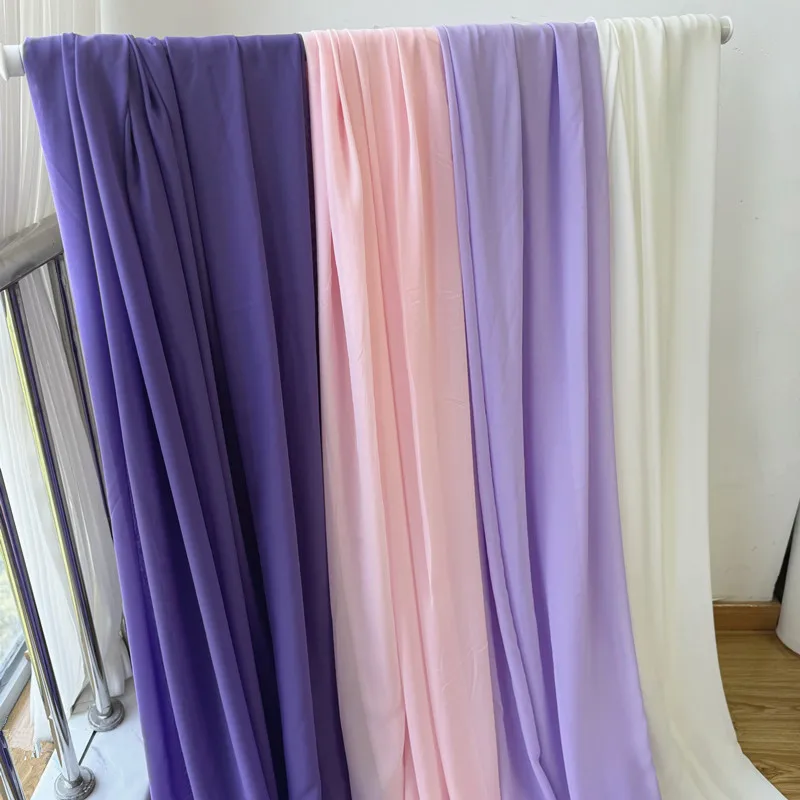 Pink Purple Chiffon Fabric Drape Curtain Georgette Cloth For Dress Shirt Handmade DIY Backdrops Decoration Sewing Material