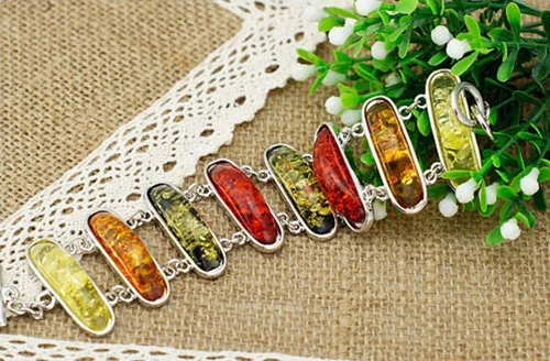 Baltic Simulated Synthetic Lovely Honey Colorful Link Bracelets & Bangles Bracelets For Women S010