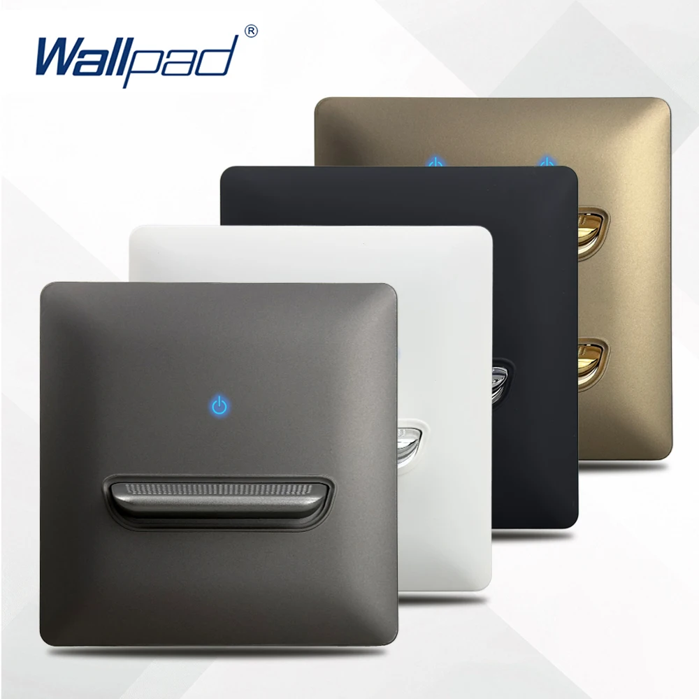 

WALLPAD Wall Toggle Switch with LED Light Matte Black White Gold Grey Curved Panel Morden Design 1/2/3/4 Gang
