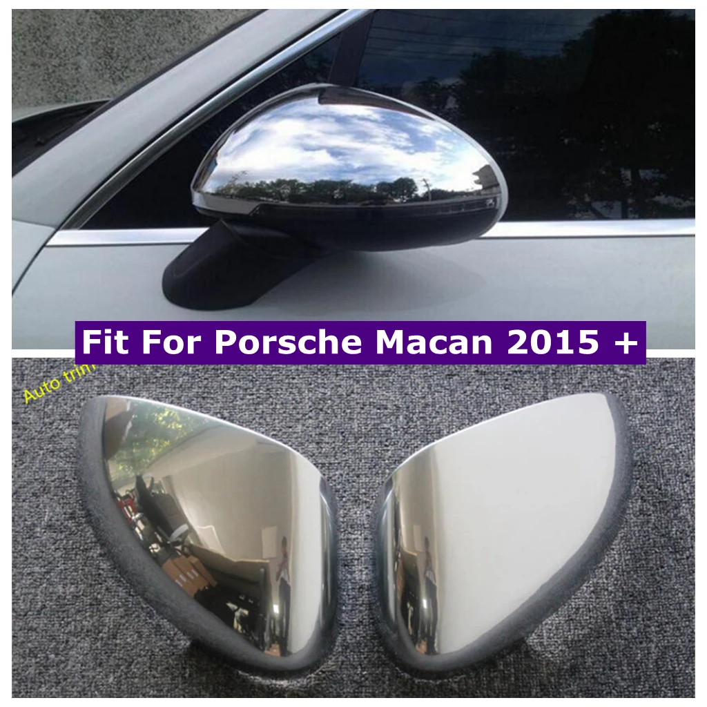 

Door Rearview Mirror Decoration Protector Shell Cover Housing Cap Trim For Porsche Macan 2015 - 2023 ABS Chrome Car Accessories