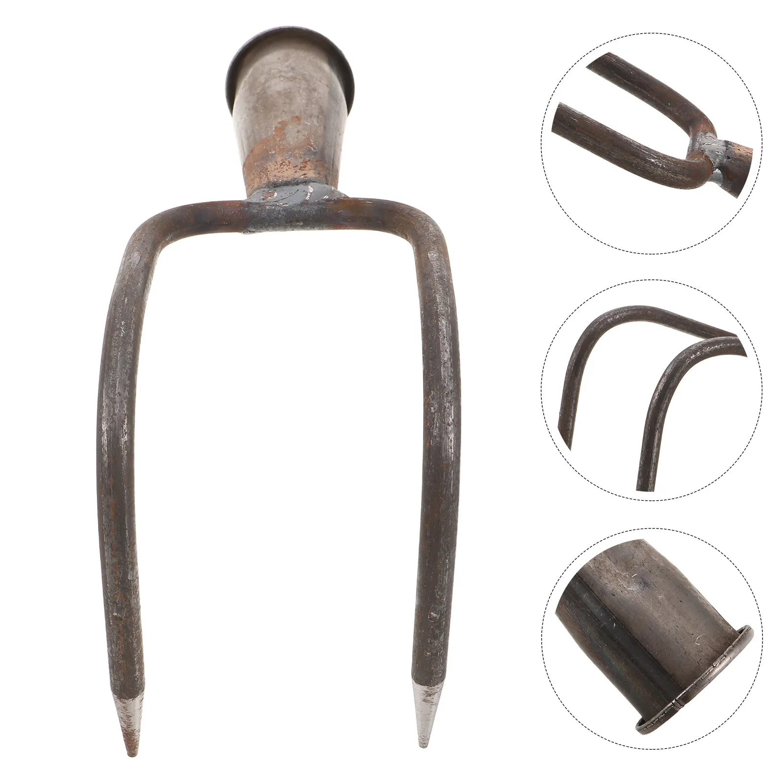 

Металлическая садовая головка для граблей, сверхпрочная, с двойными зубьями-когтями, садовый инструмент для рыхления почвы, прополки, посадки, для использования в помещении и на газоне