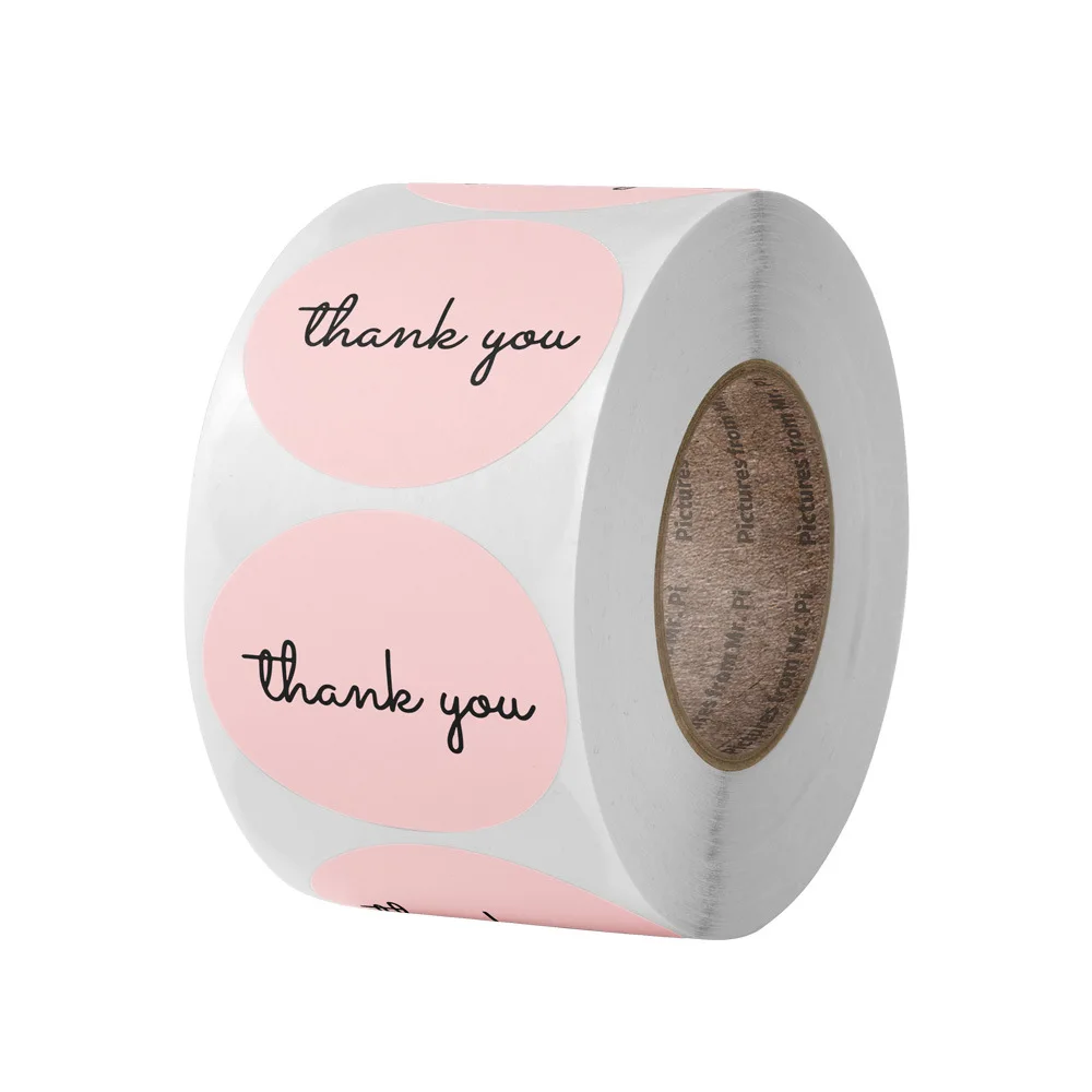 1 inch 500Pcs Pink Thank You Stickers for Thank You Cards, Wedding Favors, Birthday, Baby Shower, Small Business