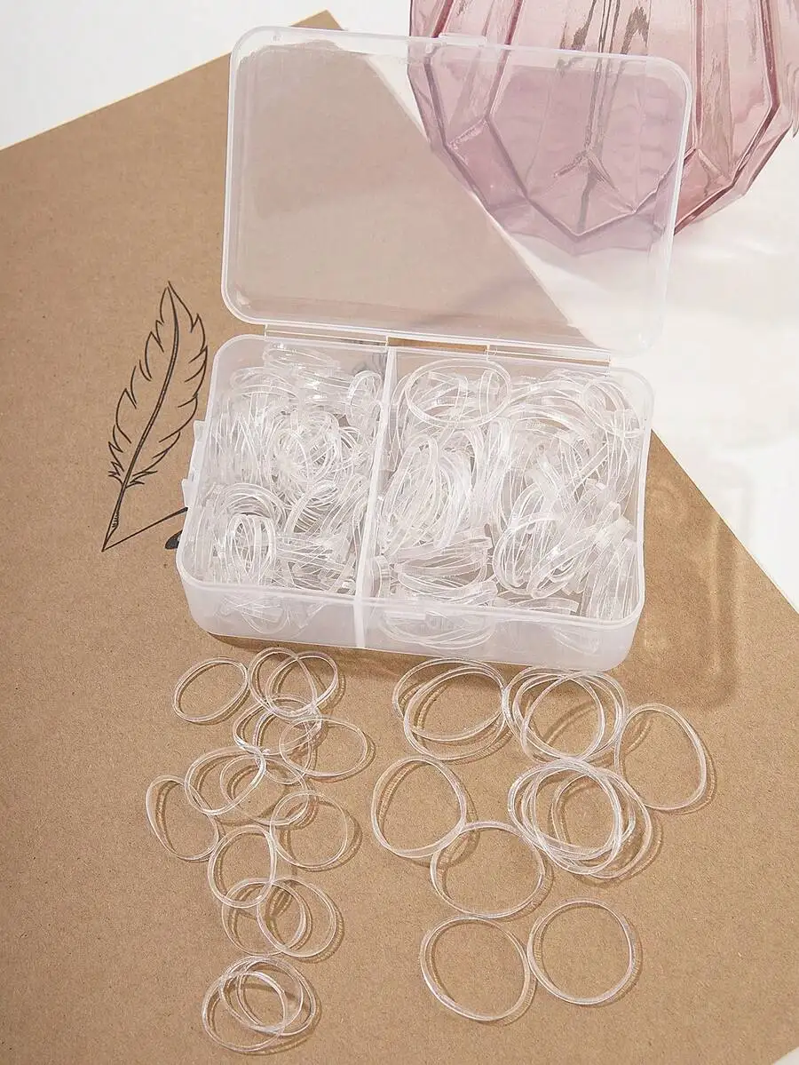 

240pcs Transparent Elastic Hair Ties Assorted Sizes High Elasticity Ponytail Holders For Women