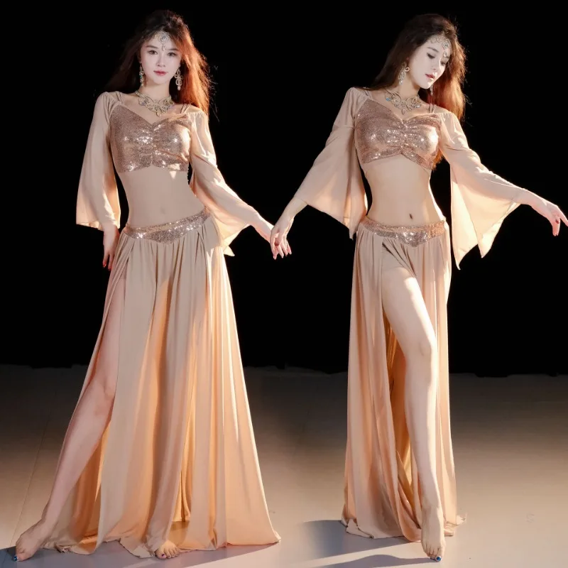 Belly Dance Performance Clothings Top and Skirt 2 PCS Set For Adult Women Stage Performance Training Costume Suit Outfit Clothes