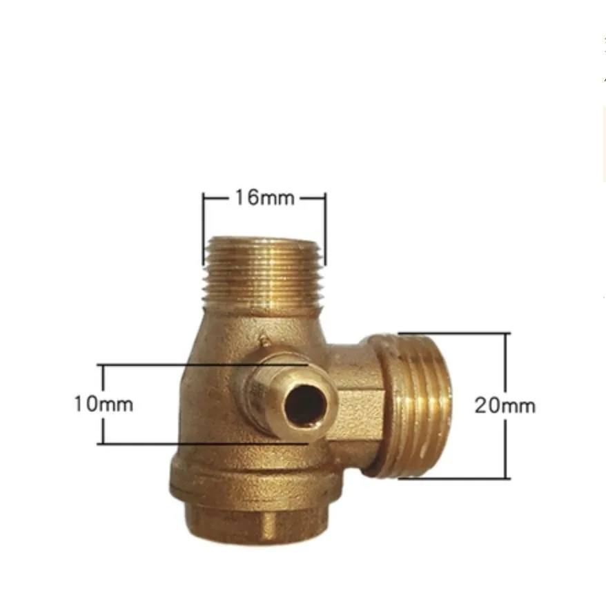 3 Way Brass Air Compressor Check Valve Gold ToneThreaded Check Valve Connector Tool 1pc - Image 4