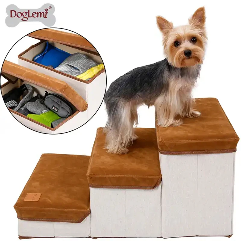 Folding Dog Puppy Ramp Ladder Foldable Pet Stairs Dog 3 Steps Storage Box pet stair,puppy ramp ladder,folding dog ramp