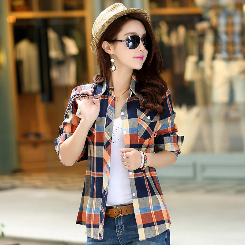 

Shirt 2025 Spring and Autumn New Foreign Style Plaid Shirt Women's Long-sleeved Cotton Slim-fit Women's Shirt