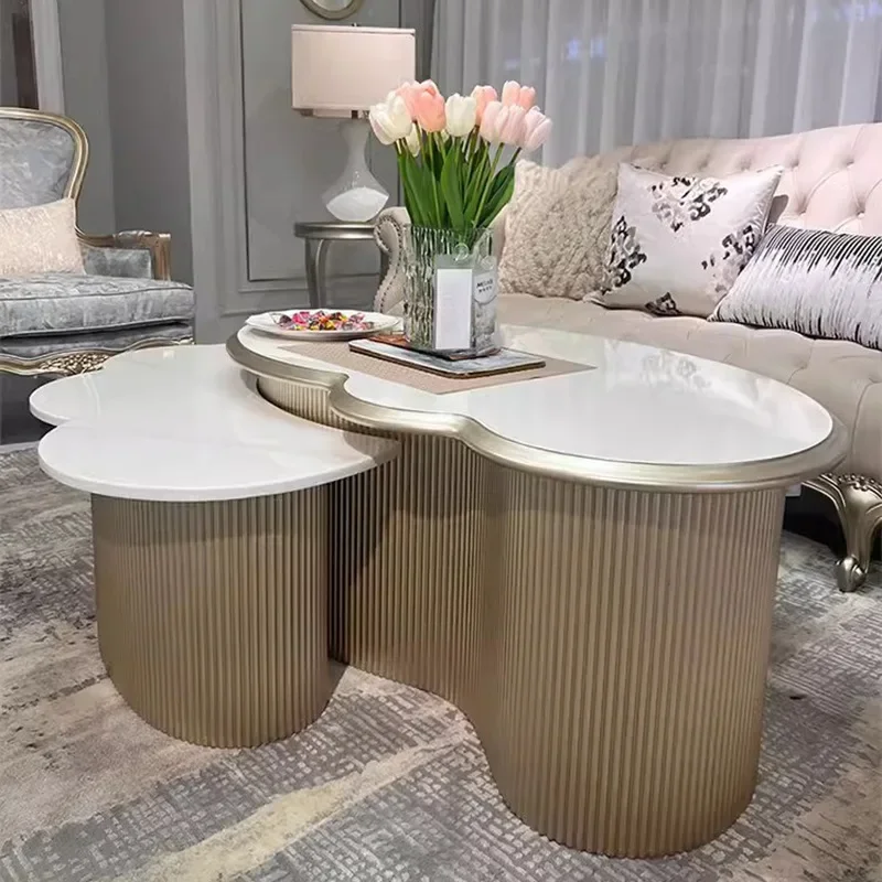 

Modern European light luxury solid wood convertible foldable living room coffee table