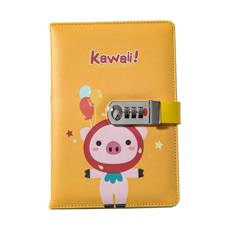 Imagem -05 - Cute Cartoon Password Notebook para Criança Diário Pessoal Código de Bloqueio Notepad Grosso Couro pu Escritório Material Escolar Presente a5