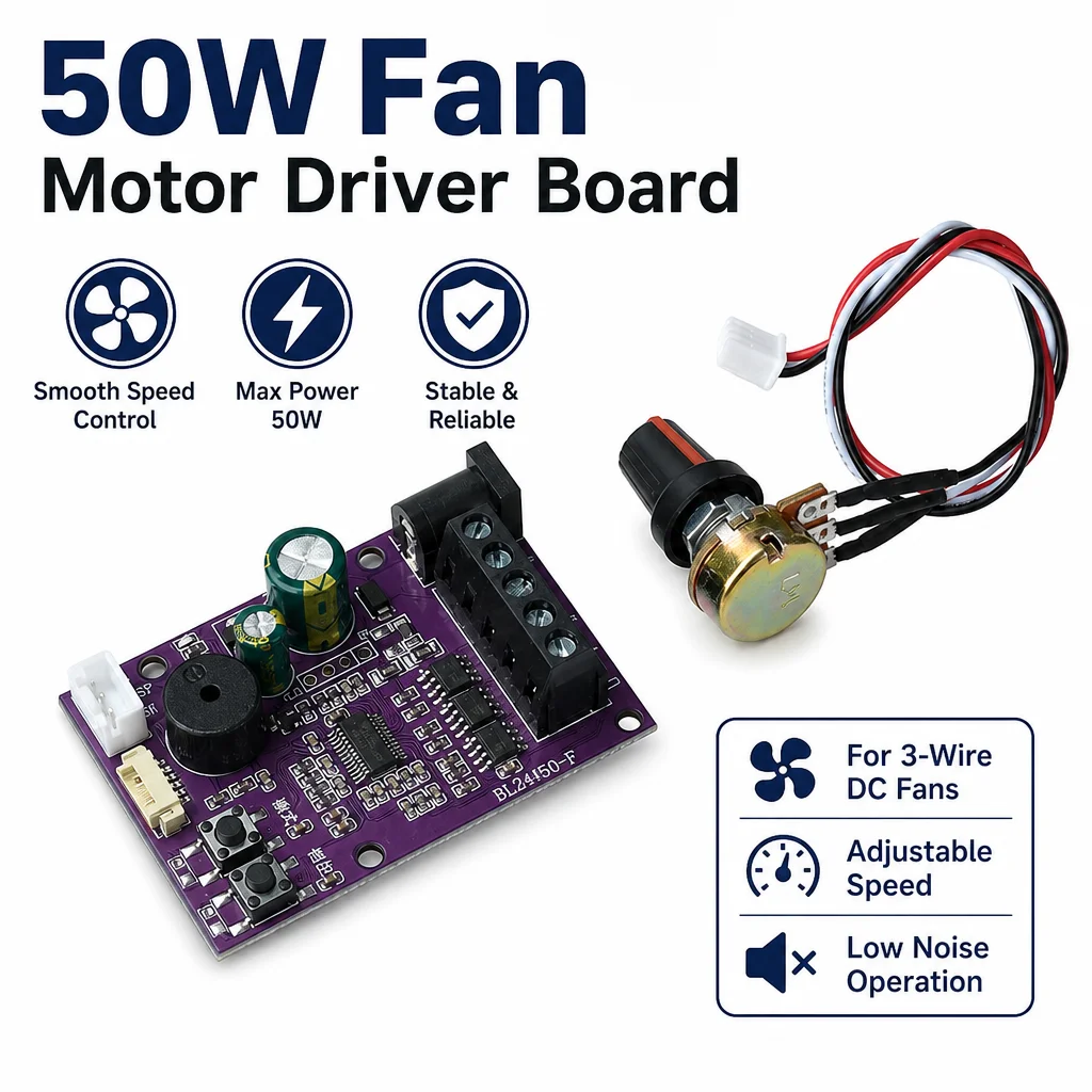 DC12-24V Brushless Fan Motor Driver Board FOC Silent Speed ​​Controller 50W Pedestal Ceiling Fans Motor Regulator Control Module