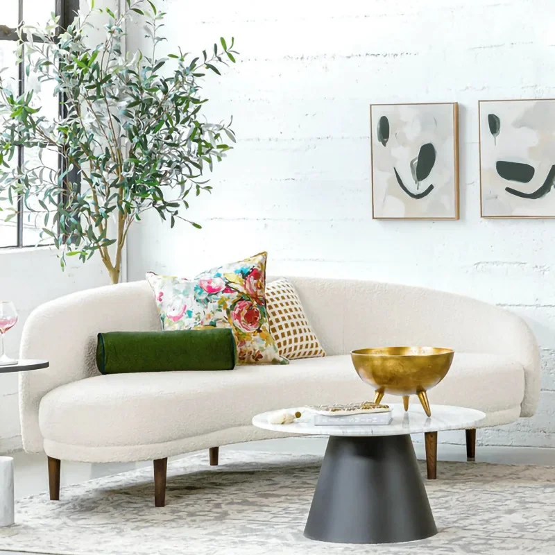 Nordic modern simple lamb wool curved fabric designer creative sofa Italian size apartment living room apartment