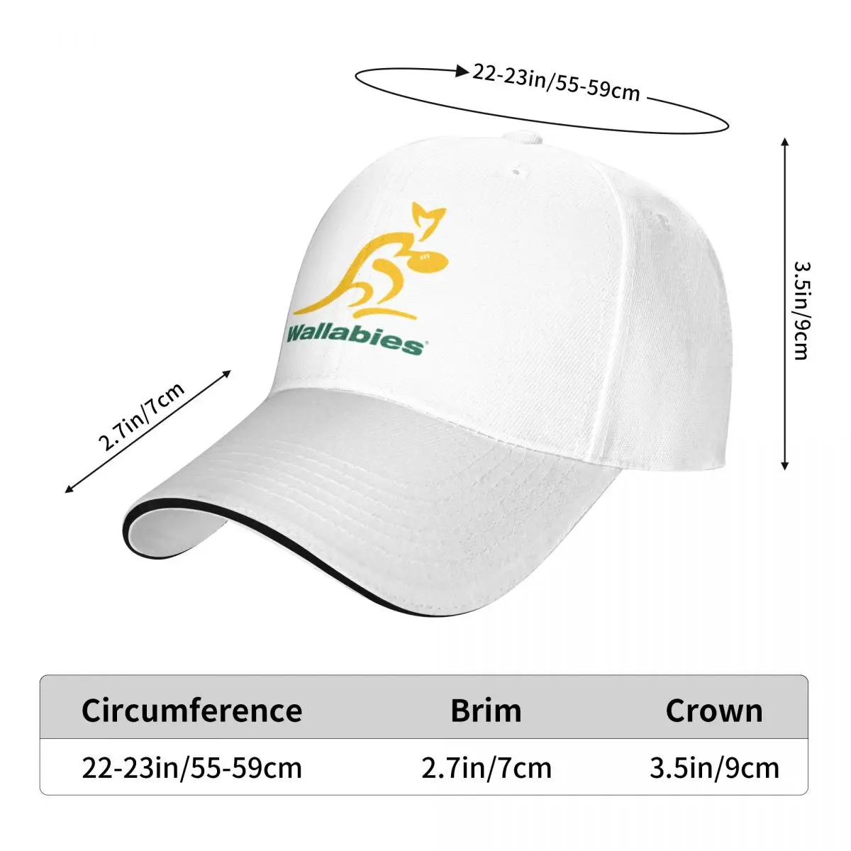 Australia Rugby Wallabies Yellow Wallaby Gift For Boys A Baseball Cap Hat