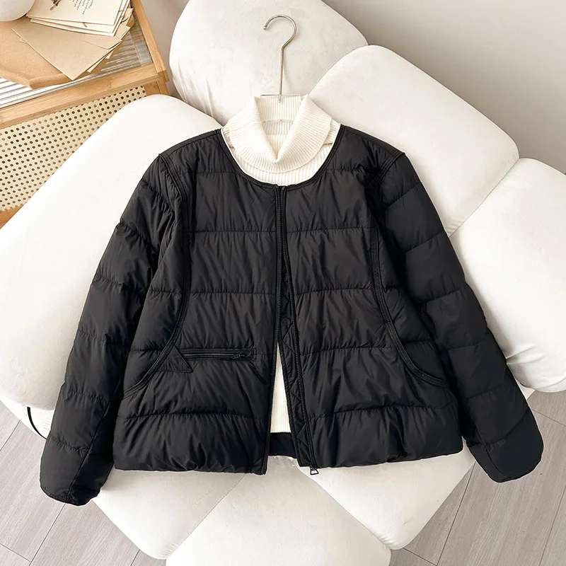 Parka acolchada ligera de invierno, abrigo acolchado de algodón cálido, prendas de vestir exteriores, chaquetas acolchadas informales con un solo pecho y cuello redondo