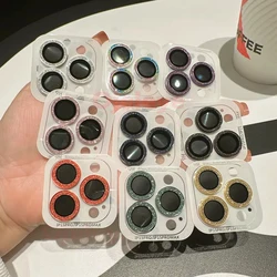 Bling Glitter Full Cover Camera Lens Protection For iPhone 16 Pro Max 15 14 13 11 Tempered Glass Lens Protector Film Back Cover