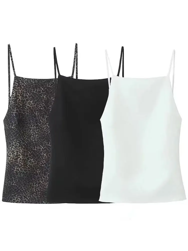 HH 2024 mujer verano casual Sexy espalda descubierta Camis Top cuello alto ajustado sólido tirantes espagueti sin mangas Vintage camisetas sin mangas