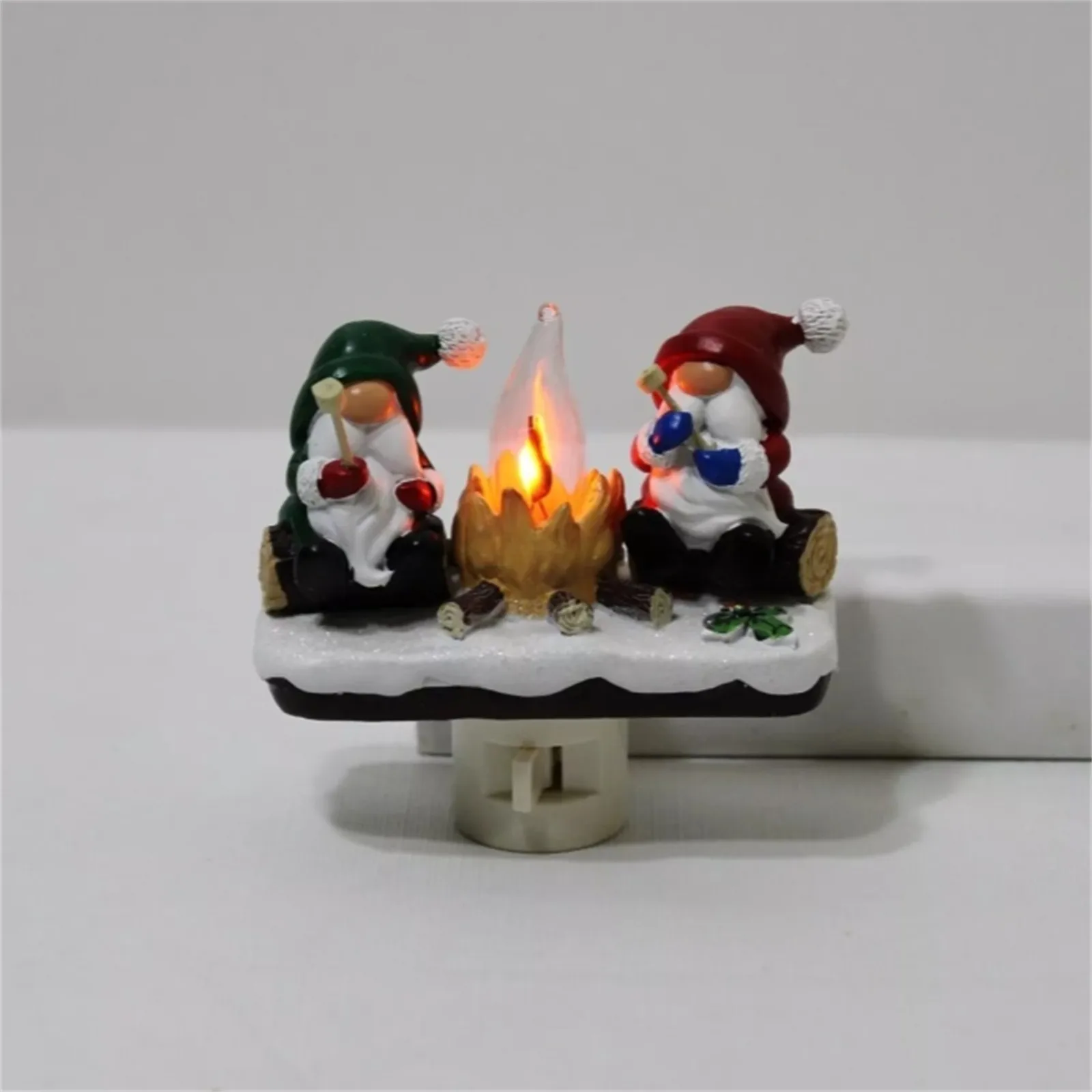 4 Inch Gnome Dwarf Bonfire Flashing Night Light, Gnome Dwarf Fire Marshmallow Night Light, LED Fake Bonfire Night Light