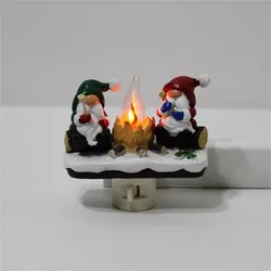 4 Inch Gnome Dwarf Bonfire Flashing Night Light, Gnome Dwarf Fire Marshmallow Night Light, LED Fake Bonfire Night Light