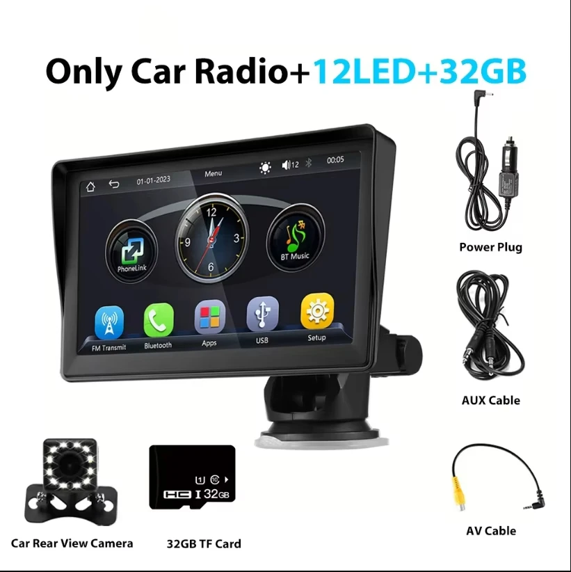 CarPlay Android Auto Sync Datum und Uhrzeit Auto-Radio Multimedia-Videoplayer 7 Zoll tragbarer Touchscreen mit USB für Rückfahrkamera