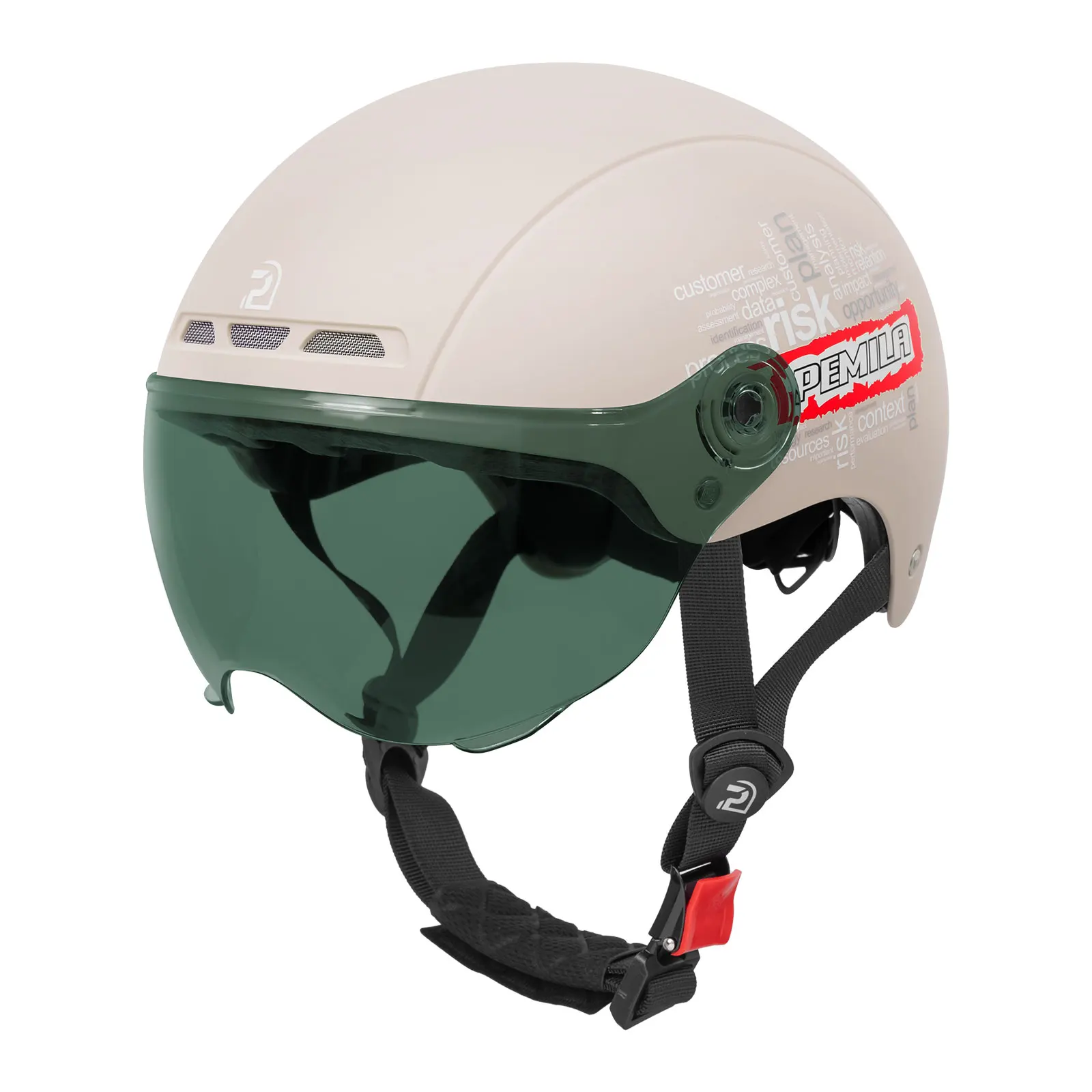 PEMILA Unisex Erwachsenen E-Bike Helm mit Visierlinse & Hartschale aus ABS, Schutzausrüstung für Elektrofahrradfahrten – Detail 7