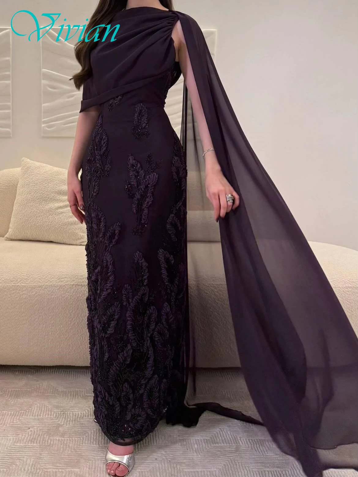 

Customized Straight Crew Neck Short Sleeves Elegant Graceful Evening Dress Delicate Bespoke Occasion Gowns Modern Prom Dress