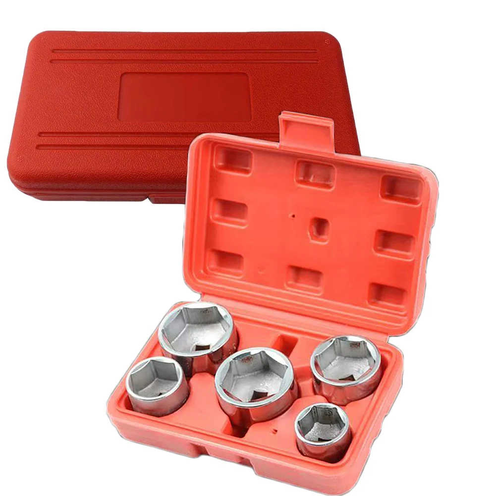 

5Pcs Oil Filter Wrench Set Oil Filter Socket 3/8'' Drive Oil Filter Cap Wrench Removal Tool Kit Hand Tool 24/27/32/36/38mm