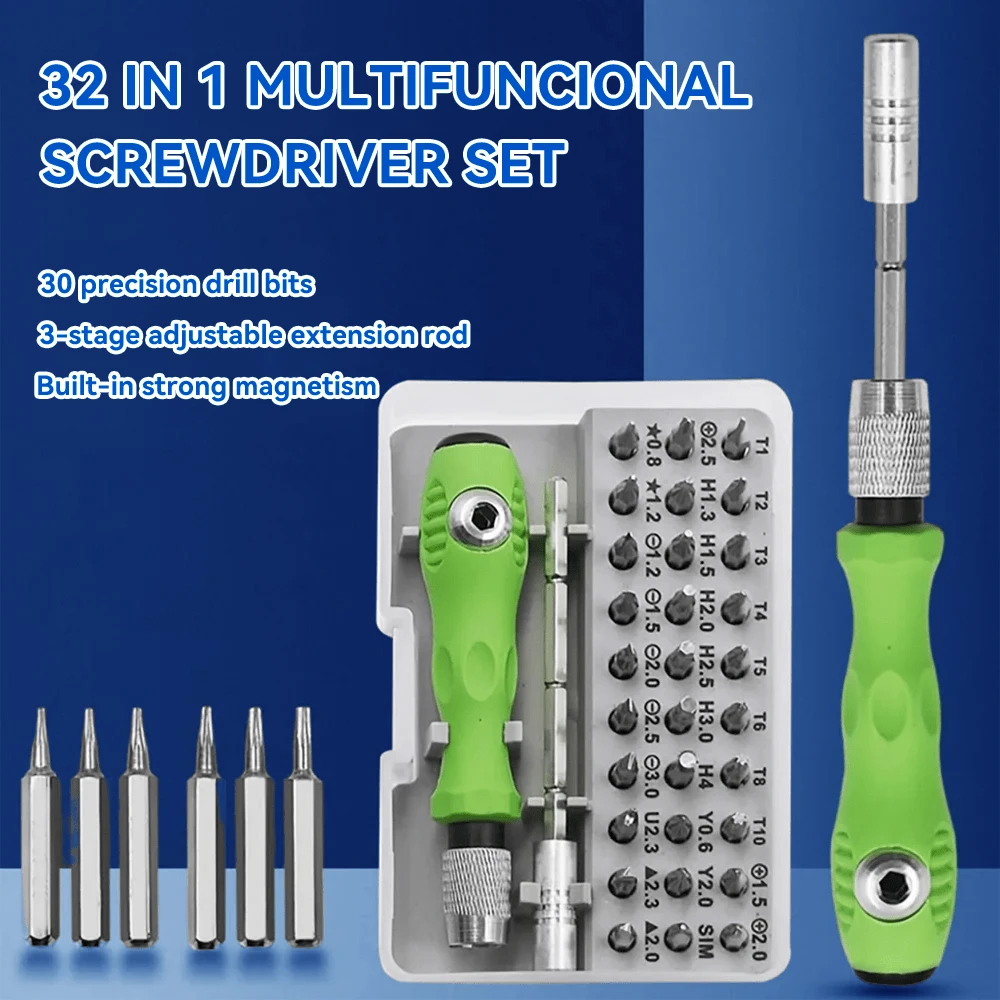 32 In 1 Precision Mini Magnetic Screwdriver Set - Bits Kit for Phone, Mobile, iPad and Camera Maintenance LA-AA38