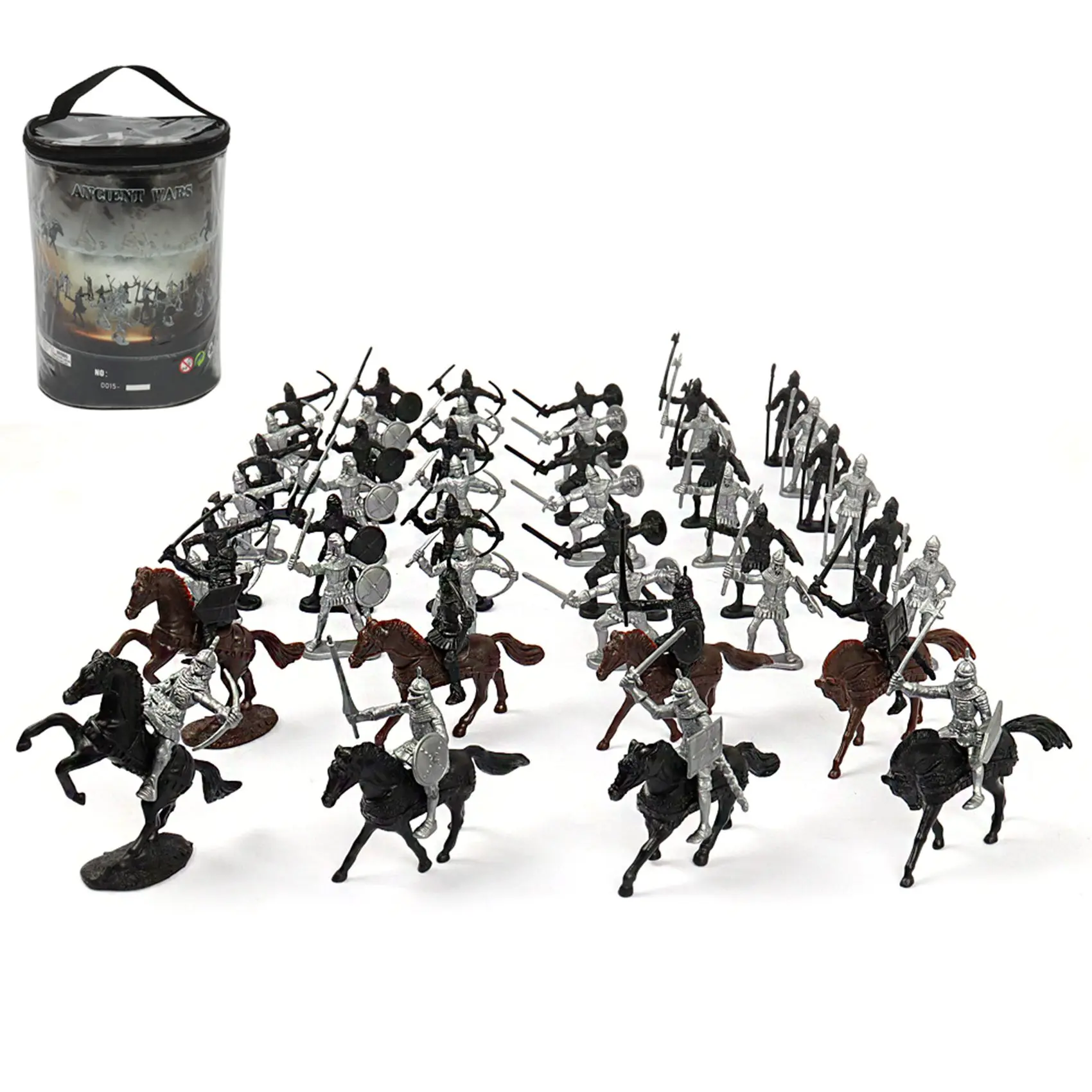 52 Pcs/Bag Medieval War Horse Model Roman Medieval Warrior Model Toys