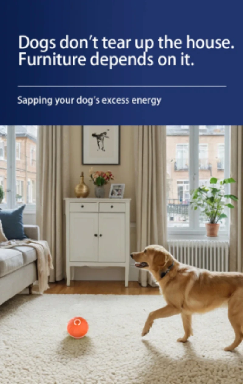 Smart Gravity Bounce Ball Dog Toy Ball Pet Toy Ball Random Jumping and Rolling Battery Life 4 Hours Large Small Dog Toy