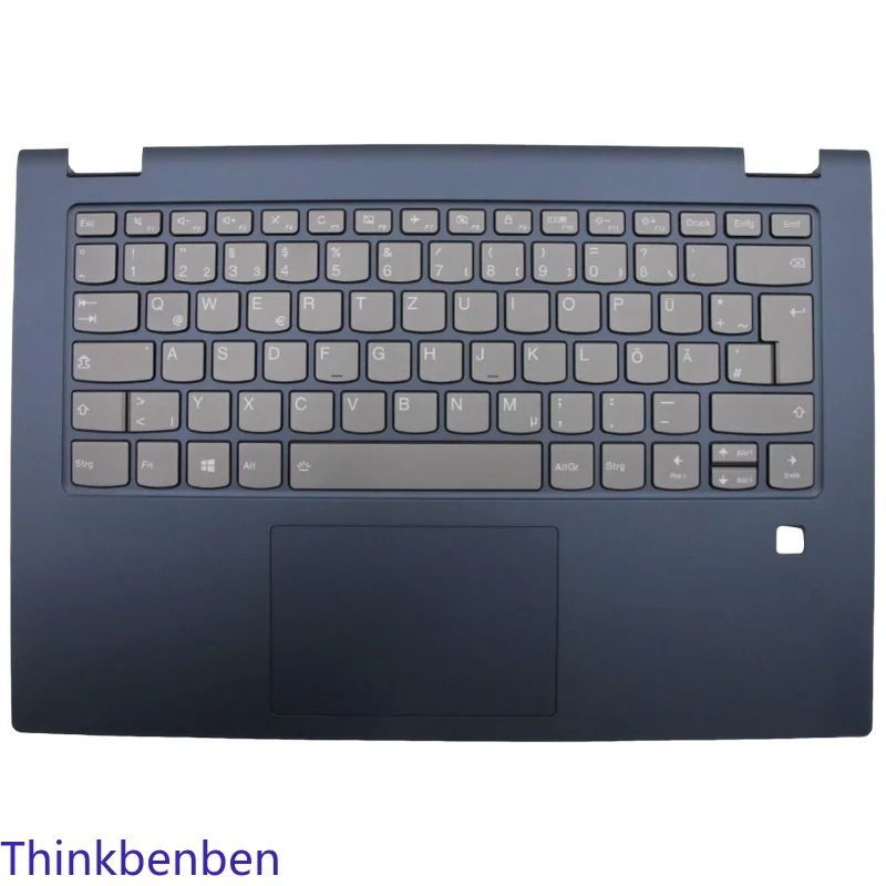 

DE German Backlit Keyboard With Blue PL Upper Case Palmrest Shell FPR Hole Cover For Lenovo Flex C340 14 IWL API IML 5CB0U42255