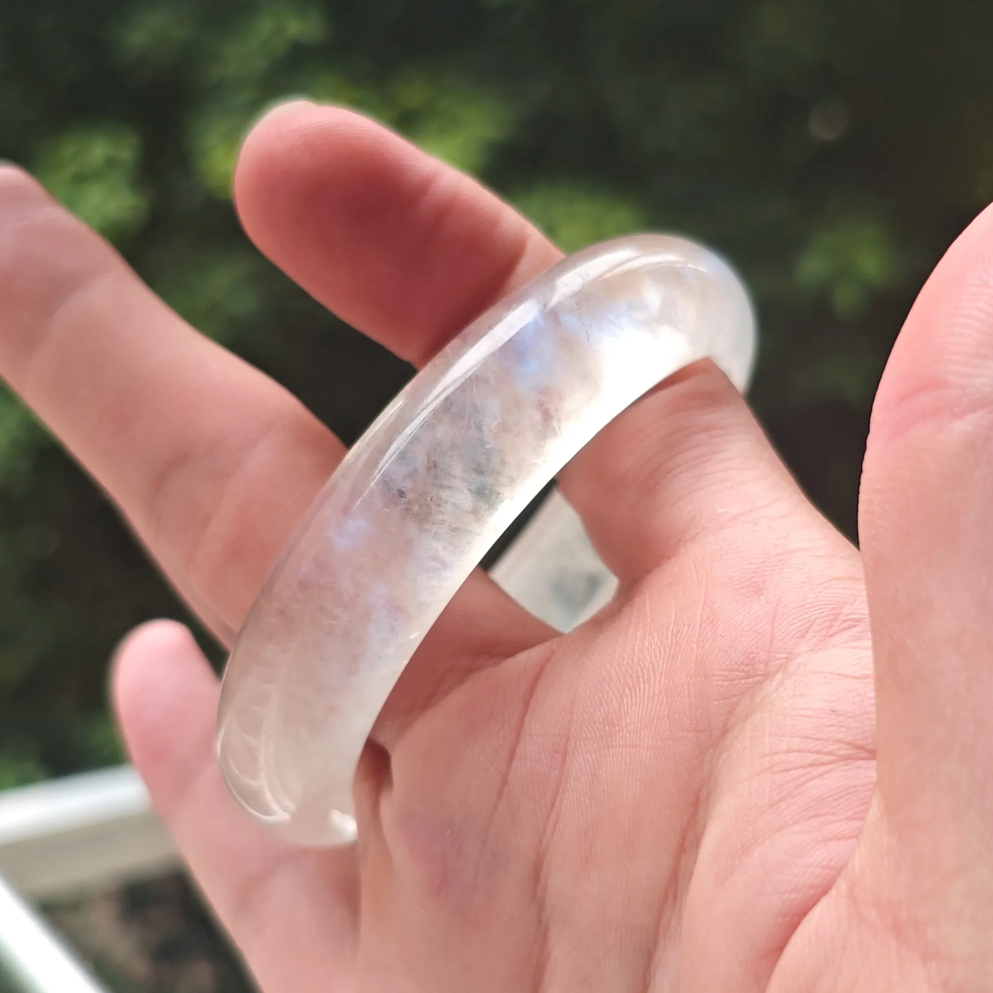Natural Moonstone Solid Bangle High Clarity Blue Sheen Rainbow Gemstone Bracelet Fine Crystal Wristwear Aesthetic Jewelry Gift