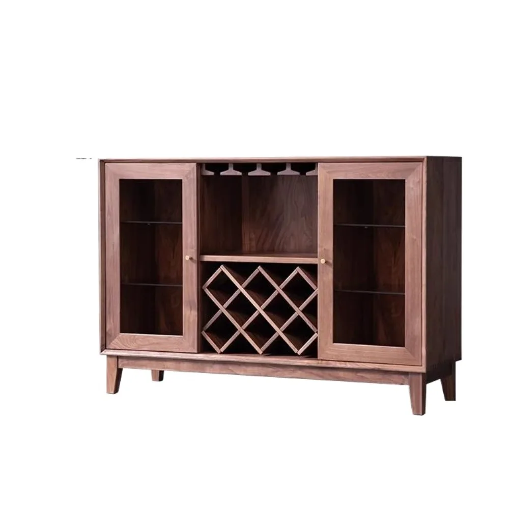 

Обеденный шкаф из черного ореха, простая современная гостиная, чайный шкаф, столовая, винный шкаф из массива дерева и стекла.