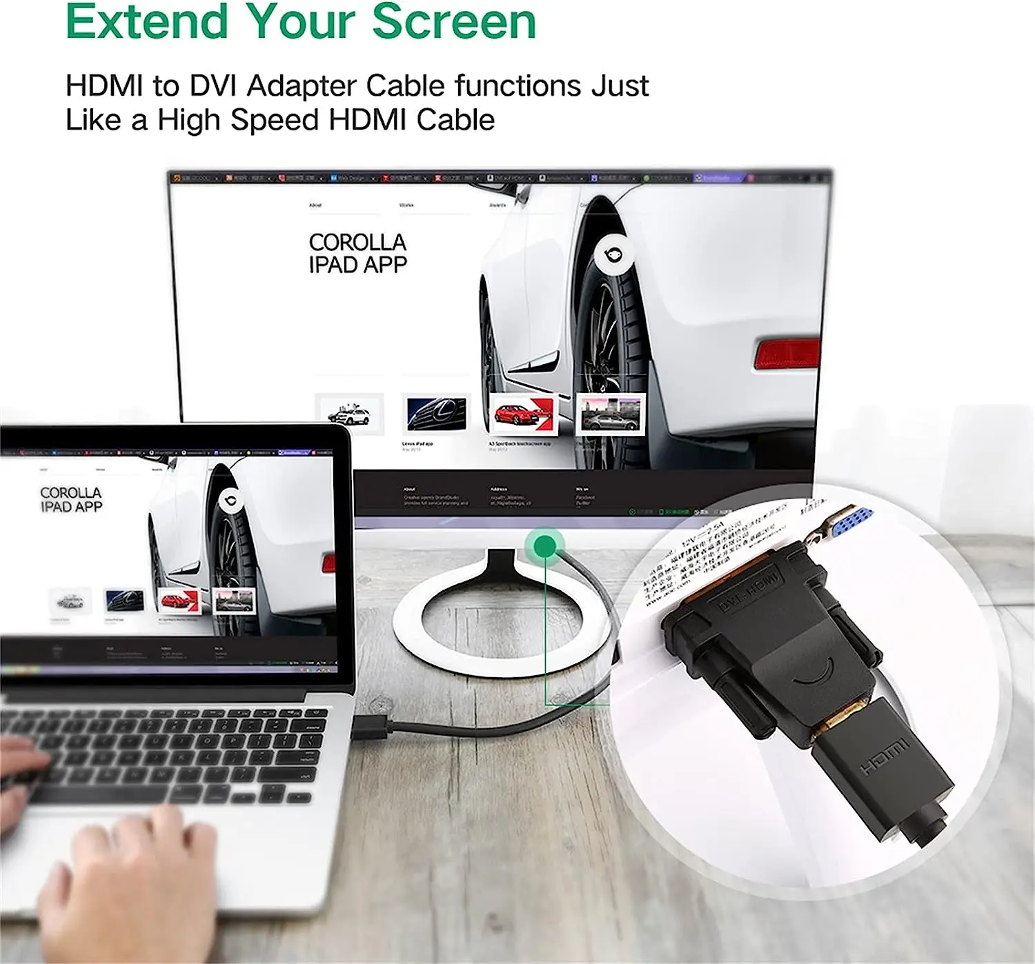 UGREEN DVI - HDMI変換アダプター 双方向DVIオス - HDMIメス変換コンバーター DVI-D 24+1オス - HDMIメス 高速アダプター