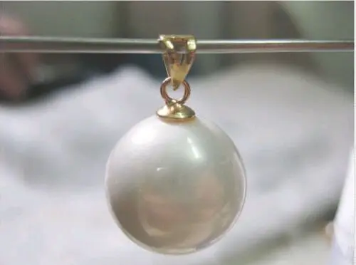 18\'\'AAAA 16mm South Sea Genuine Sea White shell Pearl 14K Pentand NECKLACE   fine jewelry