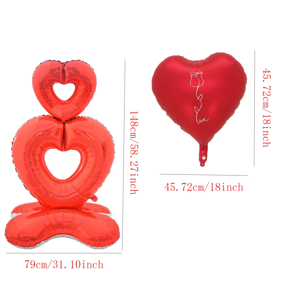 11 قطعة عيد الحب الوقوف الجوف القلب إلى القلب احباط بالونات مجموعة 18 بوصة الحب بالون مملوء بالهليوم الزفاف زينة عيد الحب