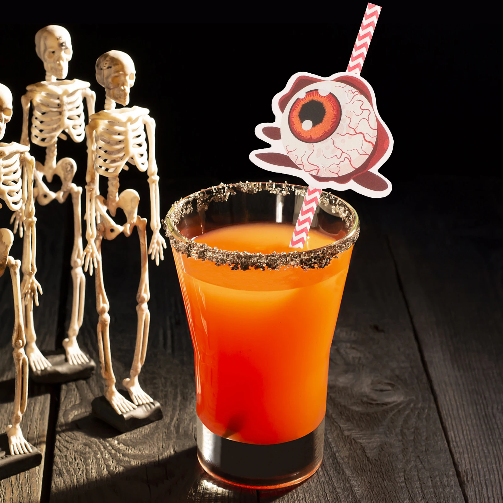 

24Pcs Halloween Theme Paper Straws Smooth Safe for Party Drinks Cocktails Juice Beverage Photo Props Straws Halloween Decors