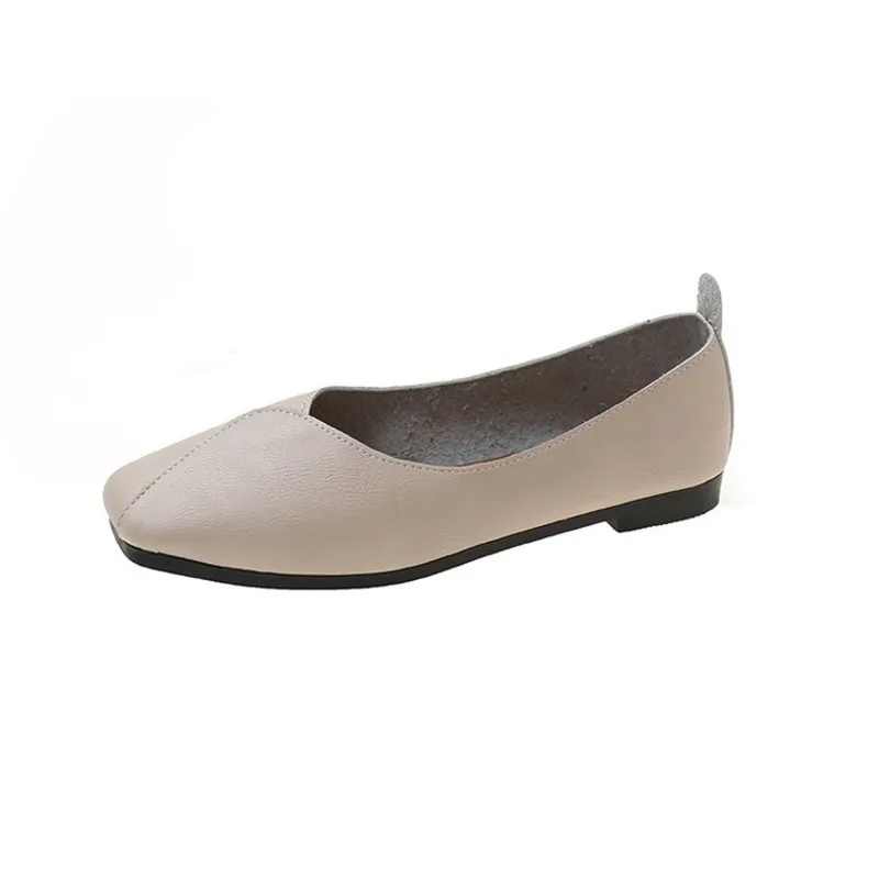 

Square Toe Shallow Mouth New Retro Grandma Shoes Spring Versatile Soft Sole Comfortable Flat Bottom One Foot Lazy Bean Shoes