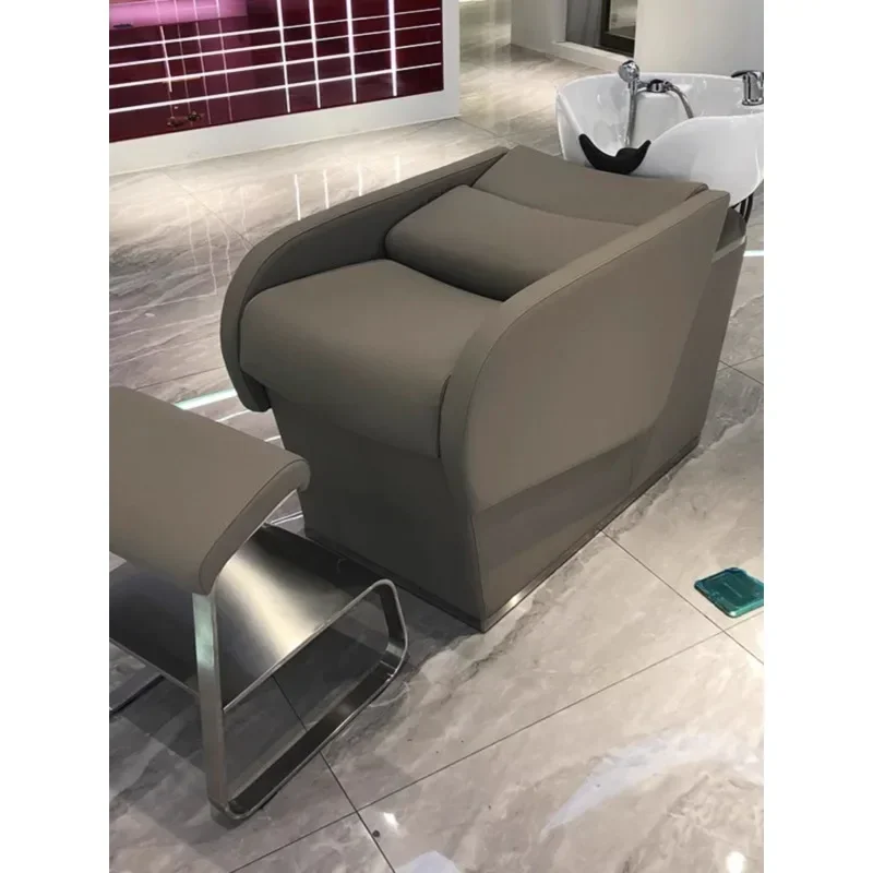 Barber shop Internet celebrity simple shampoo bed Hair salon special hair flush bed Stainless steel semi-lying ceramic basin