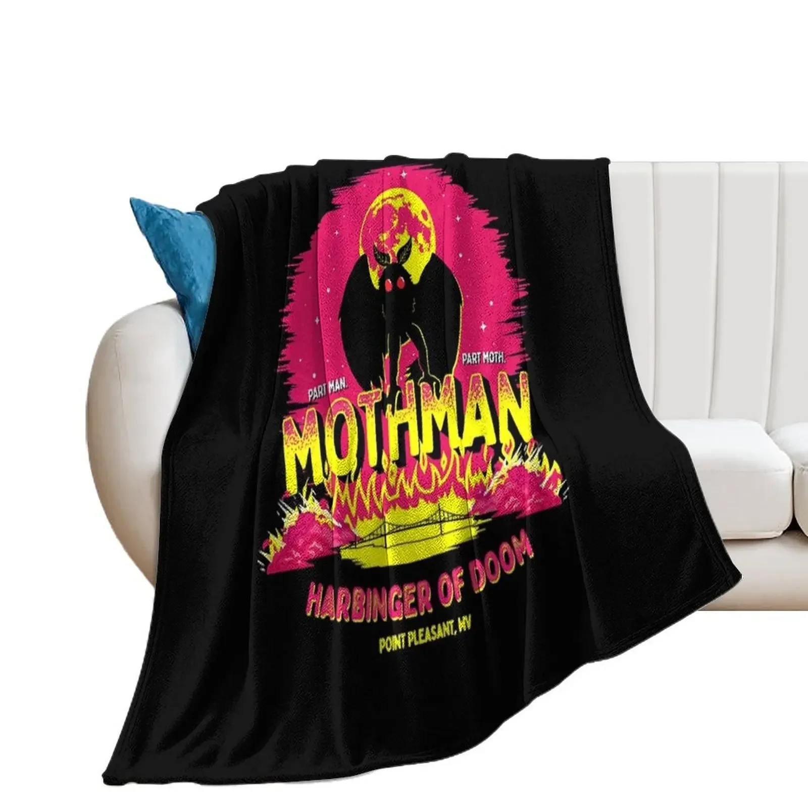 Mothman, Harbinger of Death! Throw Blanket sofa bed Flannel Fabric Vintage christmas gifts Blankets