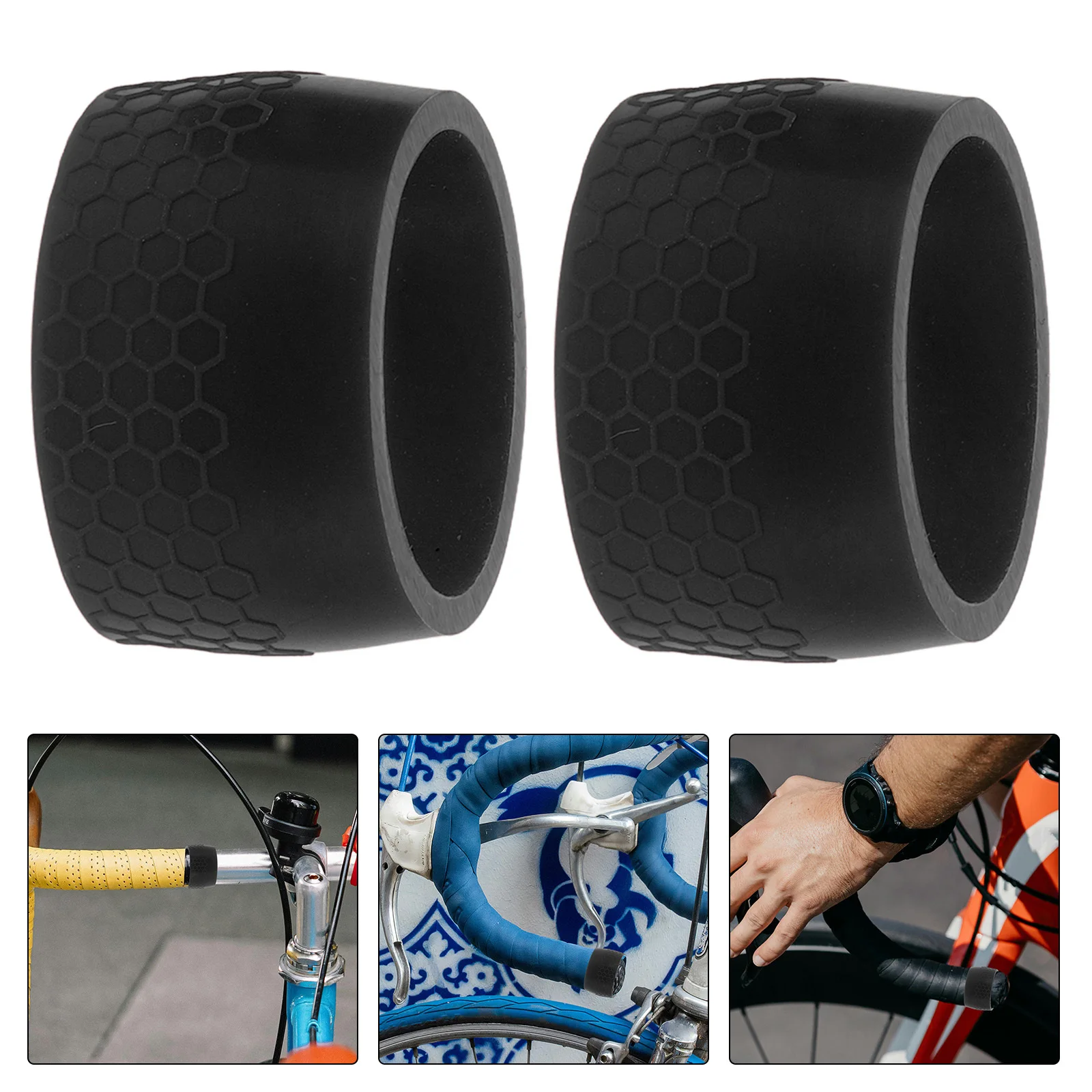 

2Pcs Bike Handlebar Silicone Rings Rubber Anti-Slip Grip Wrap Road Mountain Bike Handlebar Covers Cycling Cable Management
