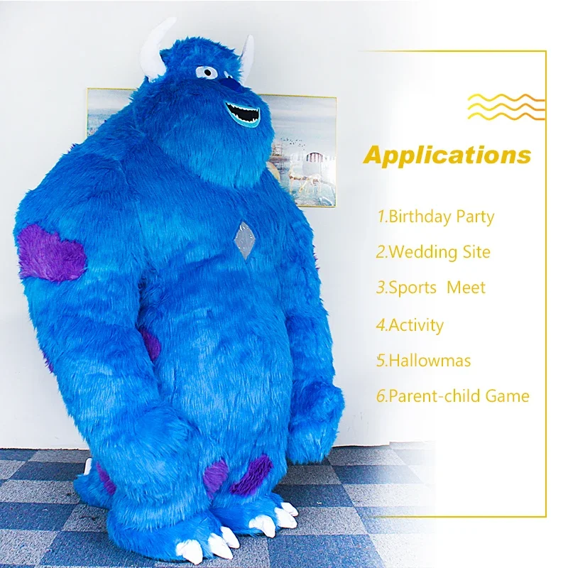 SAYGO Inflatable Blue Monster Costumes Mascot Adult Halloween Cosplay Blow Up Role Play Disfraz Fancy Party Dres for Adult Kid