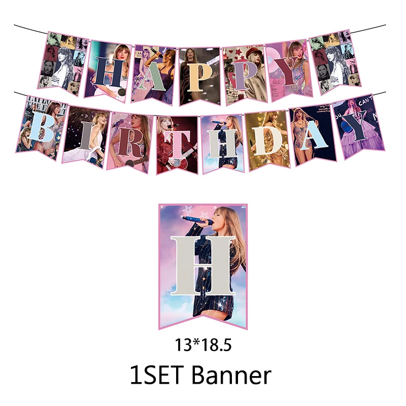 New 2024 Taylor Swift Theme Party Supplies Anime Action Figures Periphery Birthday Party Decorations Banner Cake Toppers Plates