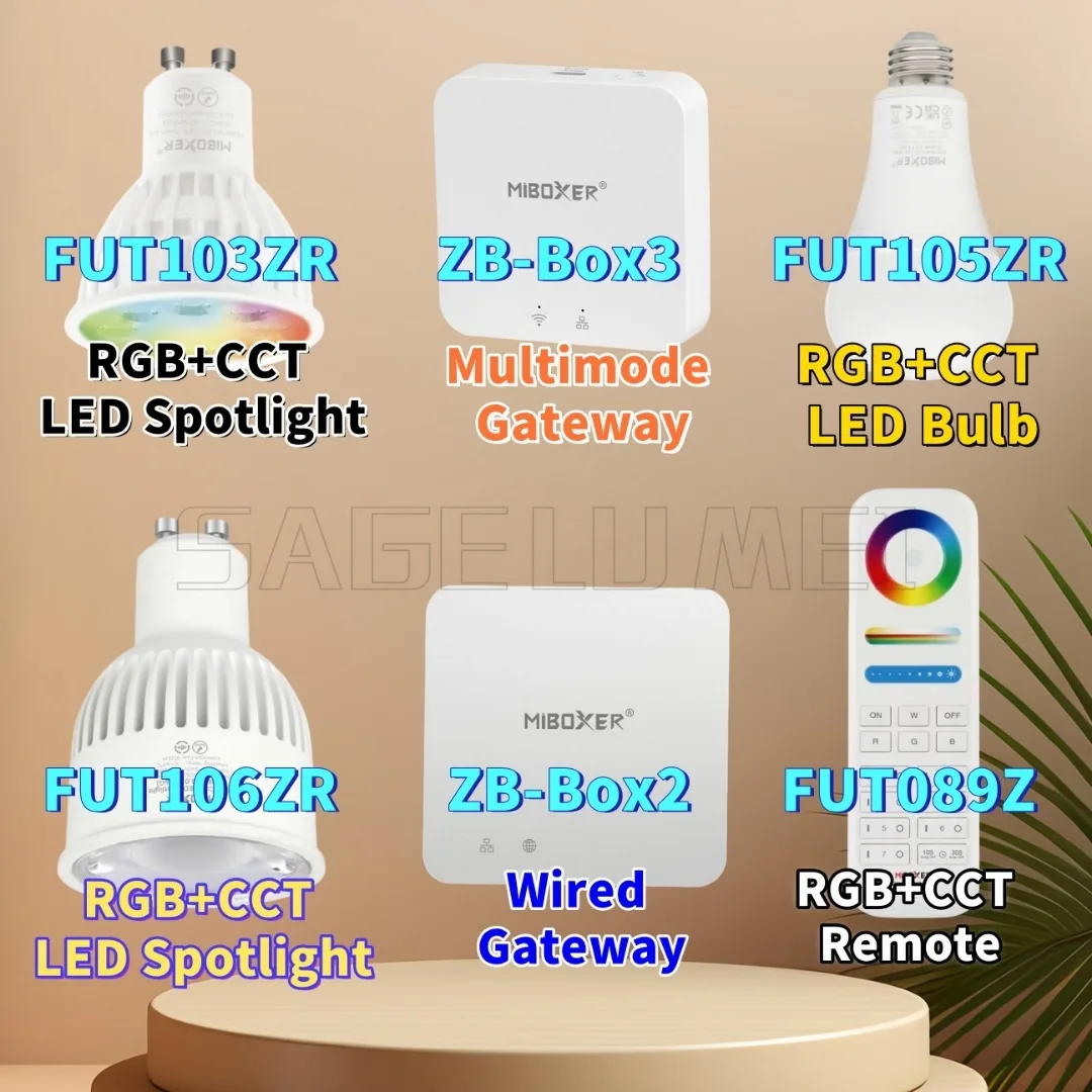 FUT103ZR/105ZR/106ZR/089Z ZB-Box3 LED SpotLight Bulb Dimmable Lamp Support 2.4G 4Zone Remote /Wifi APP /Voice Control for Room