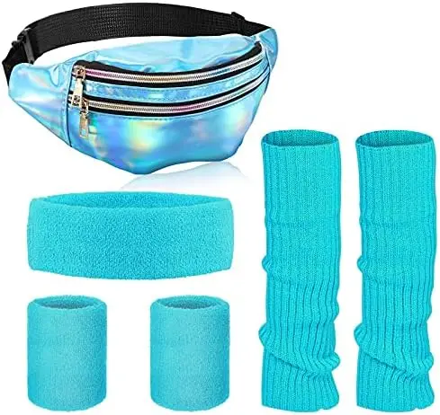 PESENAR 80. damski neonowy ciepły kombinezon na nogi portfele holograficzne robienie na drutach ciepła opaska na głowę opaska na nadgarstek nadaje się do jogi bieganie piesze wycieczki